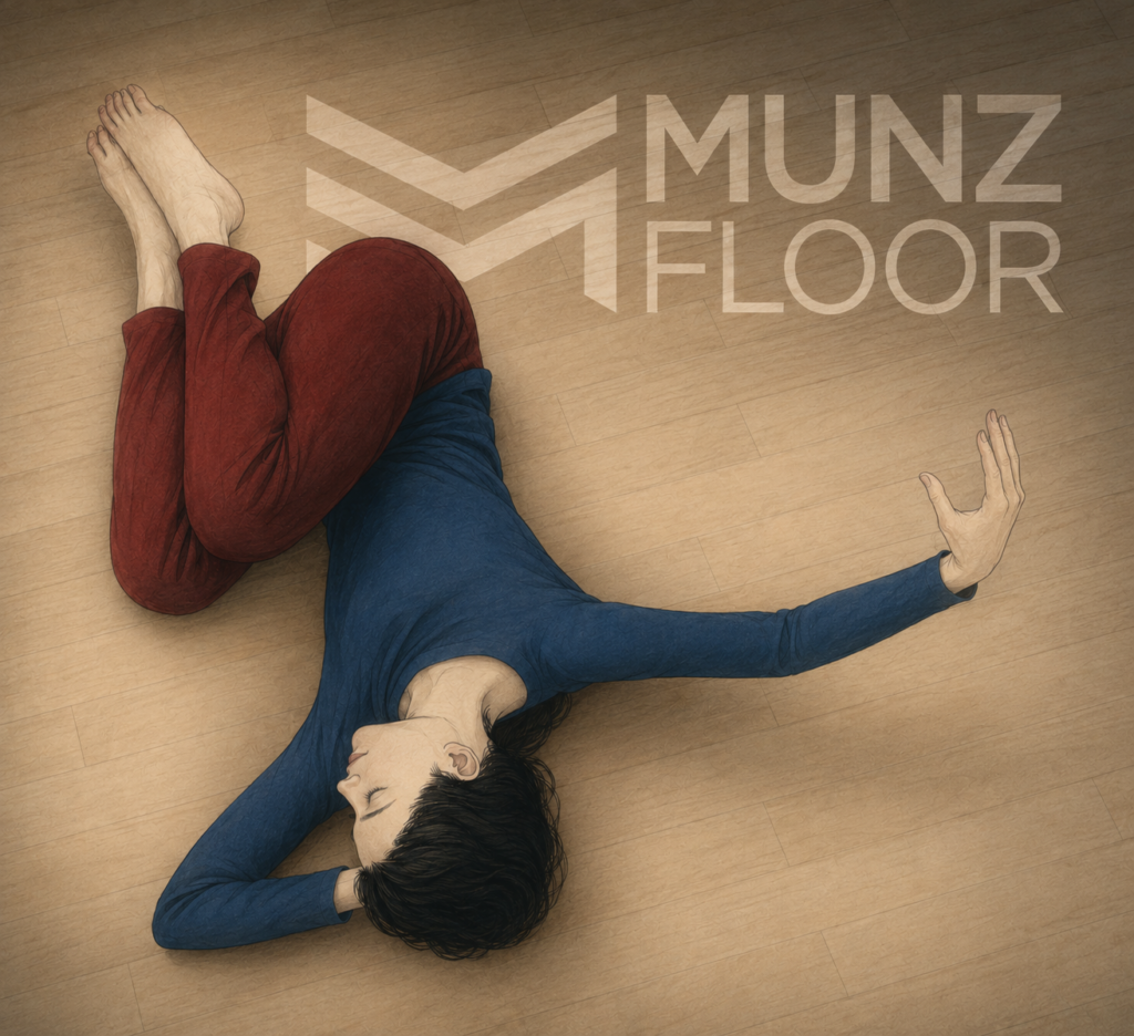 Illustration d'une femme s'étirant durant un exercice au sol de Munz Floor®